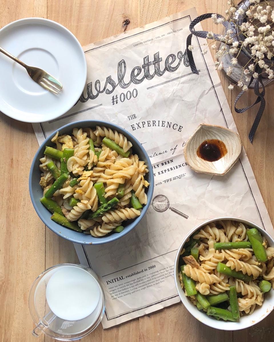 快手芦笋虾仁意面