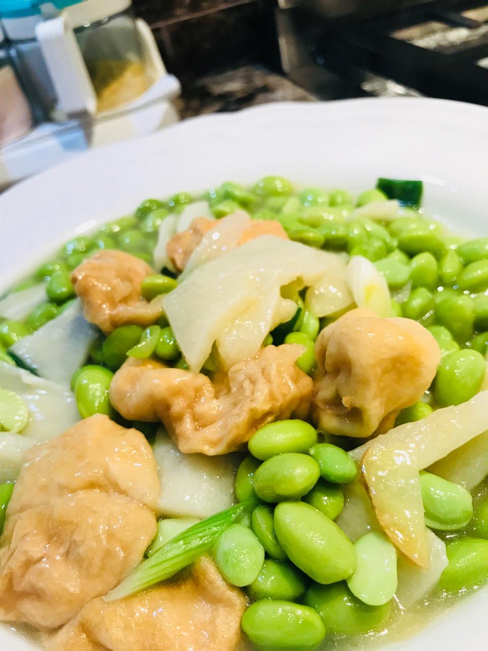 丝瓜毛豆烧油面筋