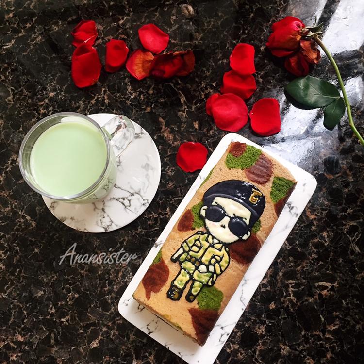 老公迷彩蛋糕卷-可可抹茶口味