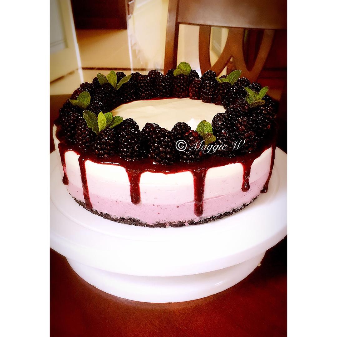 渐变蓝莓冻芝士蛋糕（免烤）