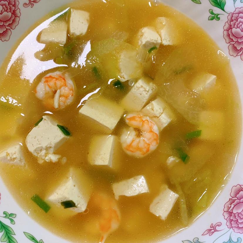 冬瓜虾仁豆腐汤的做法
