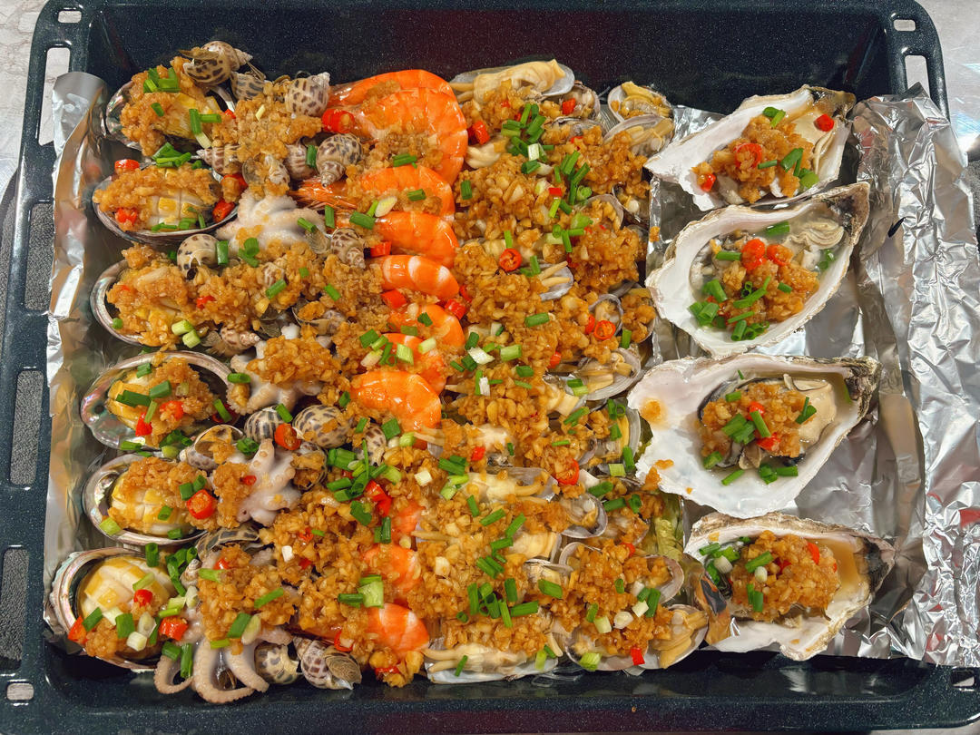 蒜香吮指海鲜大咖——松下NU-JK200W大蒸烤箱食谱