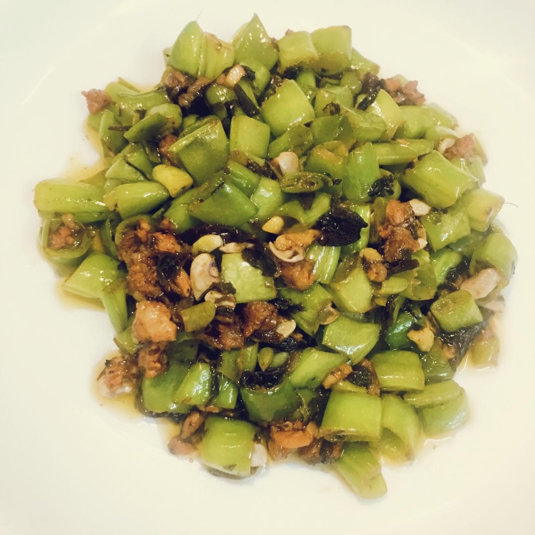榄菜肉末炒豆粒