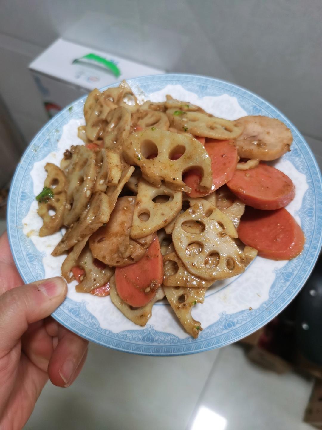 孜然藕片火腿肠