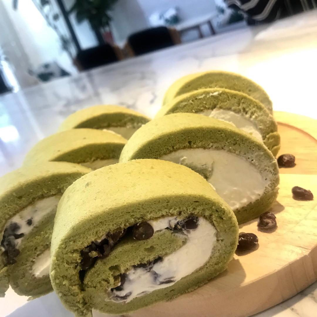 抹茶红豆蛋糕卷