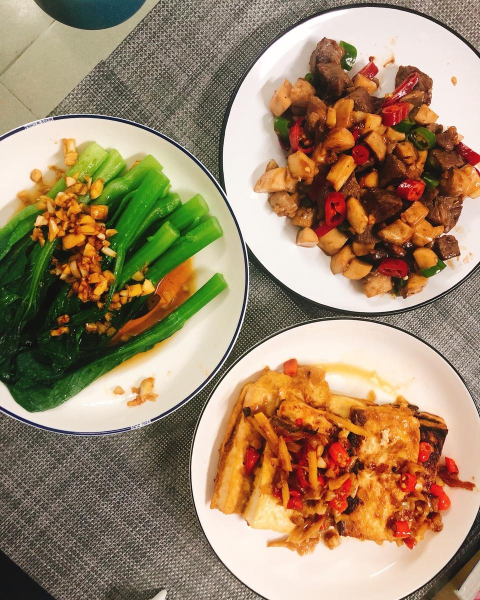 家常菜~杏鲍菇烧牛肉粒