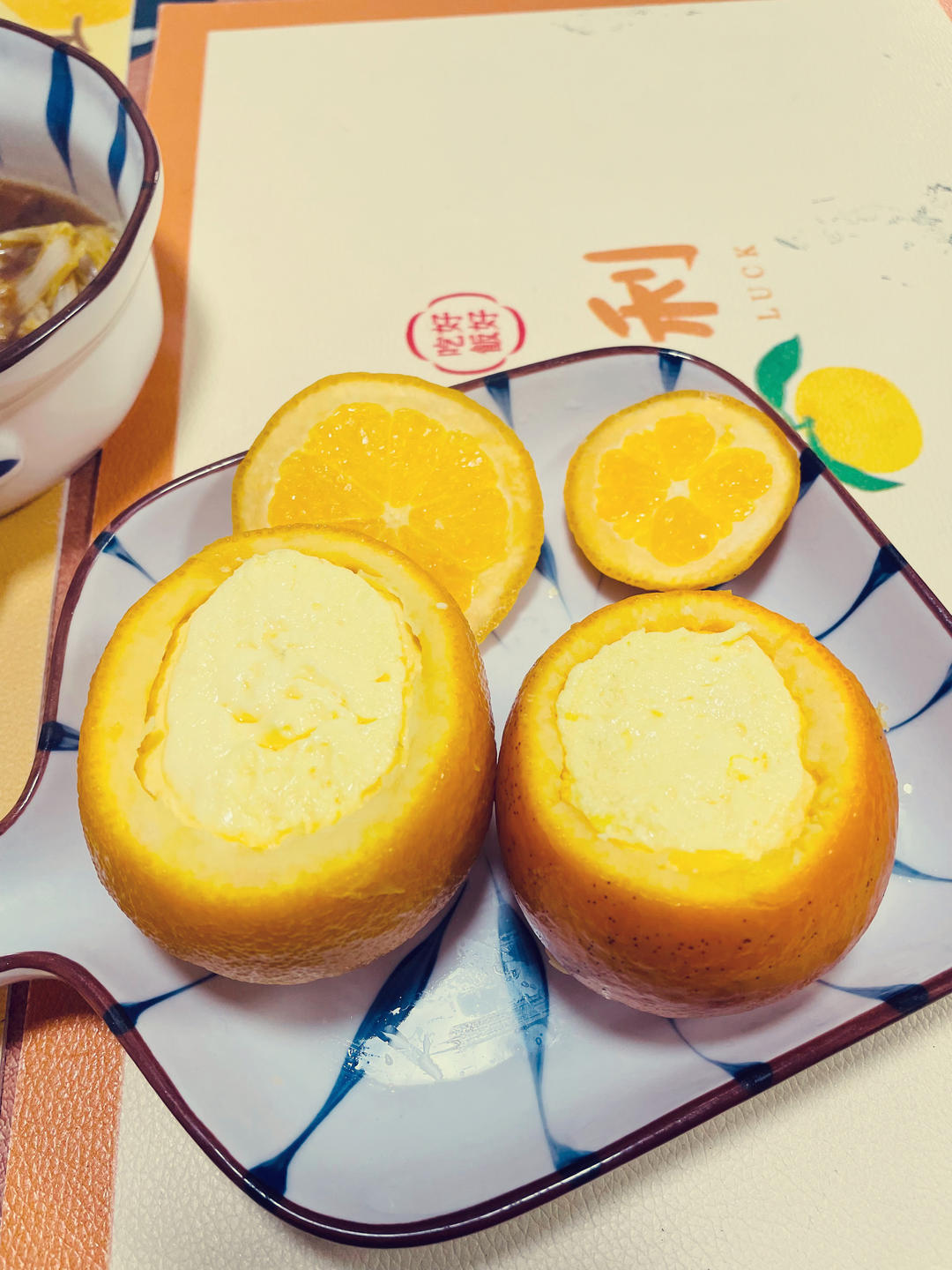 懒人甜品🍮｜橙香双皮奶蒸蛋