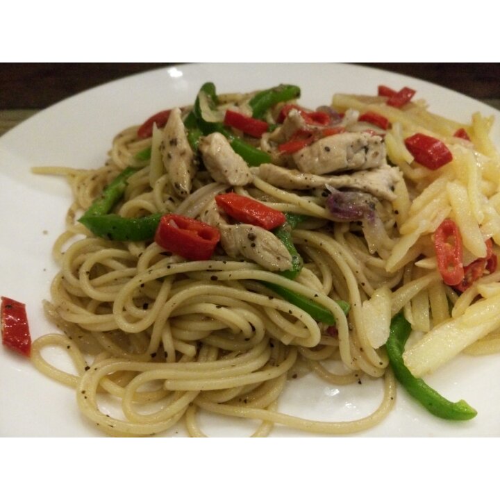 黑椒牛肉炒意大利面