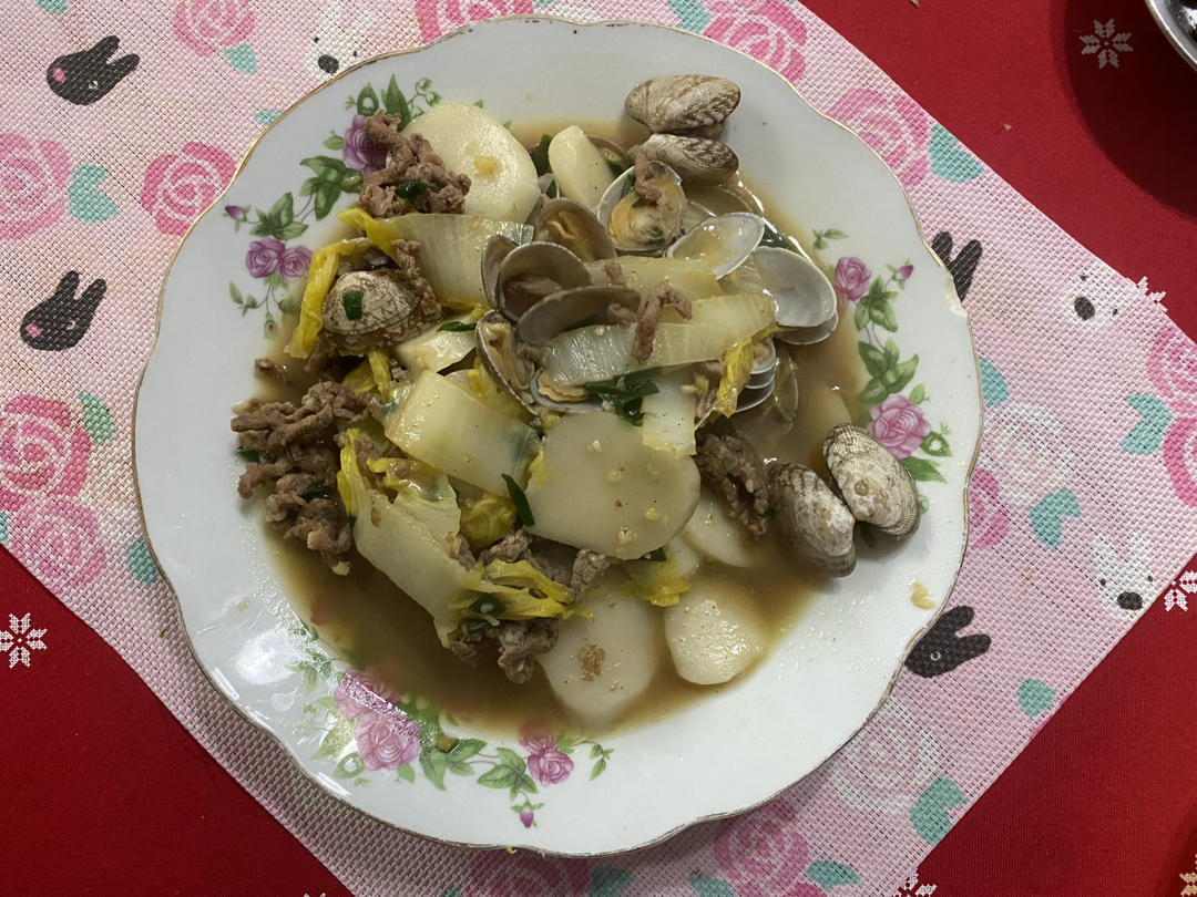 肉丝白菜炒年糕