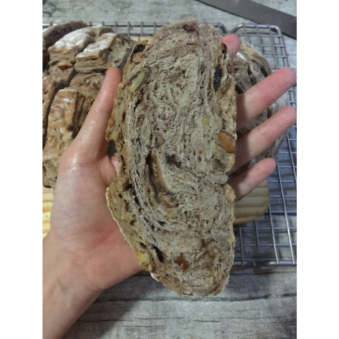 无糖无油黑麦核桃软欧