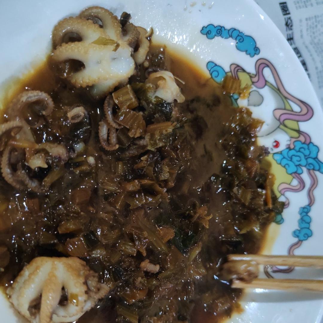 章鱼炒咸菜（附章鱼清洗方法）