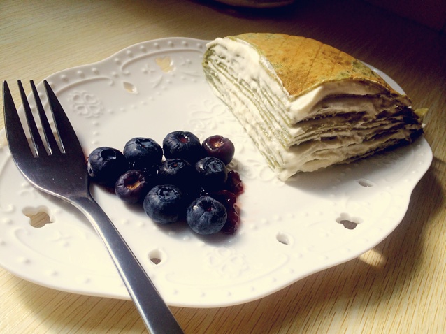 抹茶草莓千层蛋糕（可丽饼）mille crepe cake