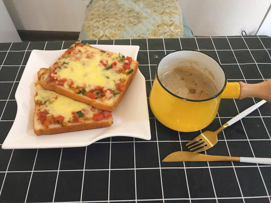 快手早餐吐司披萨的做法