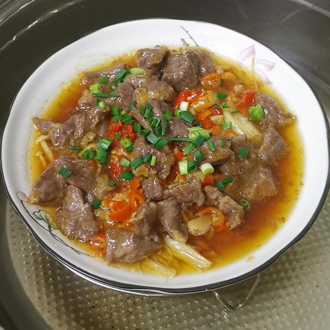 金针菇蒸牛肉