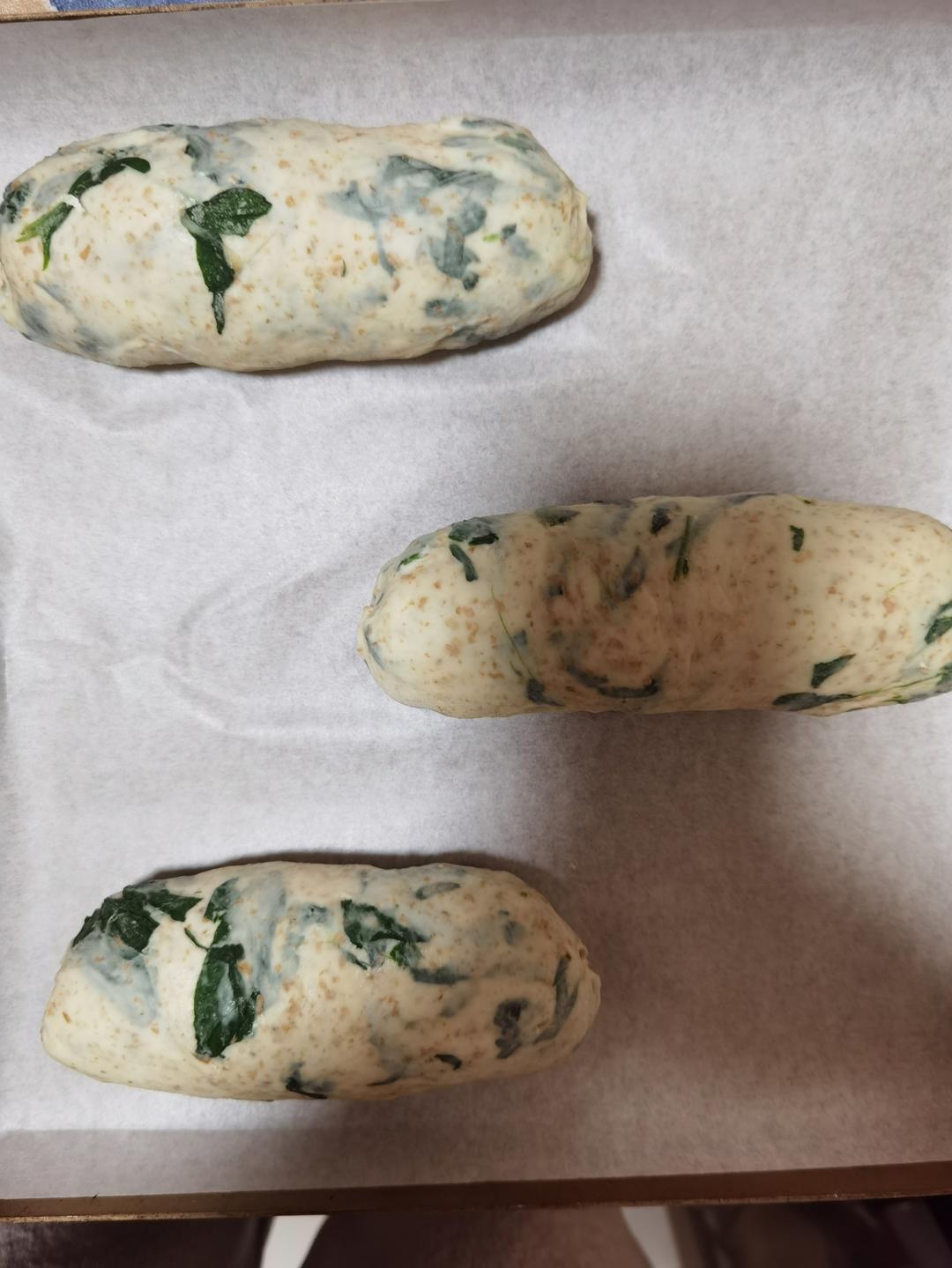 菠菜芝士咸面包（一次发酵）