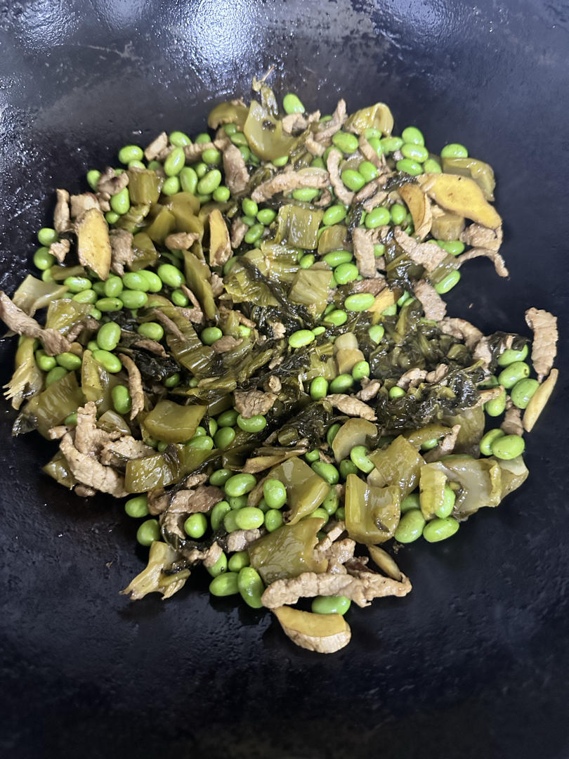 酸菜肉丝炒毛豆