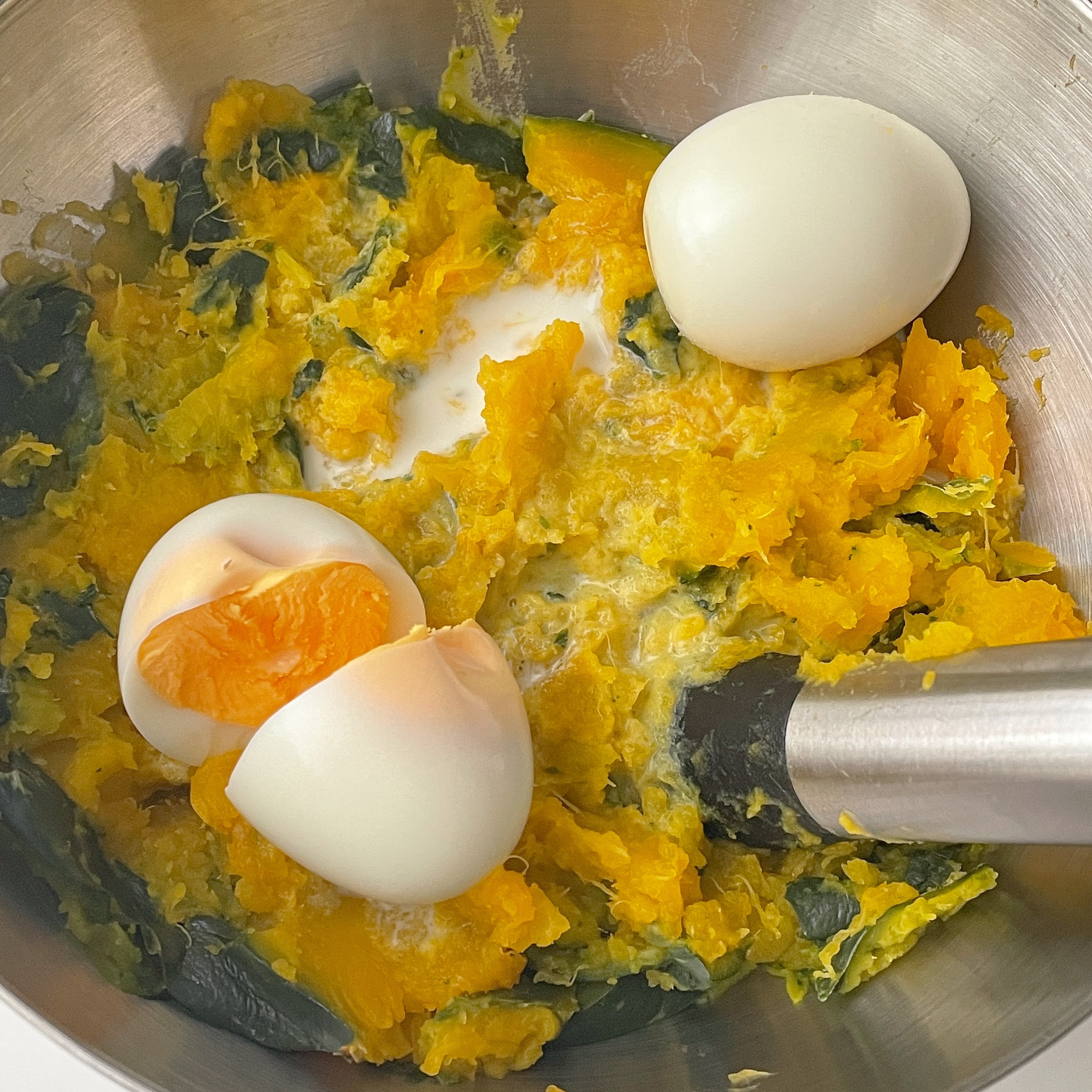 秋冬暖胃热轻食🎃贝贝南瓜鸡蛋温沙拉的做法 步骤7
