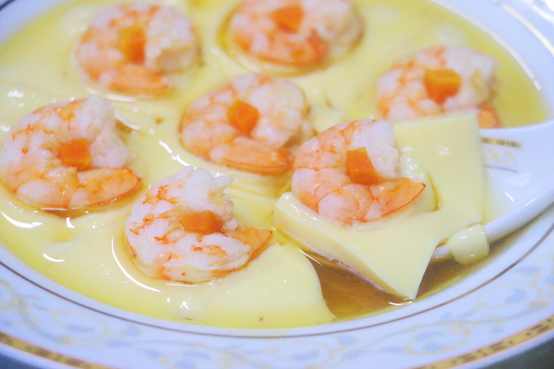 鲜虾🦐豆腐蒸蛋的做法