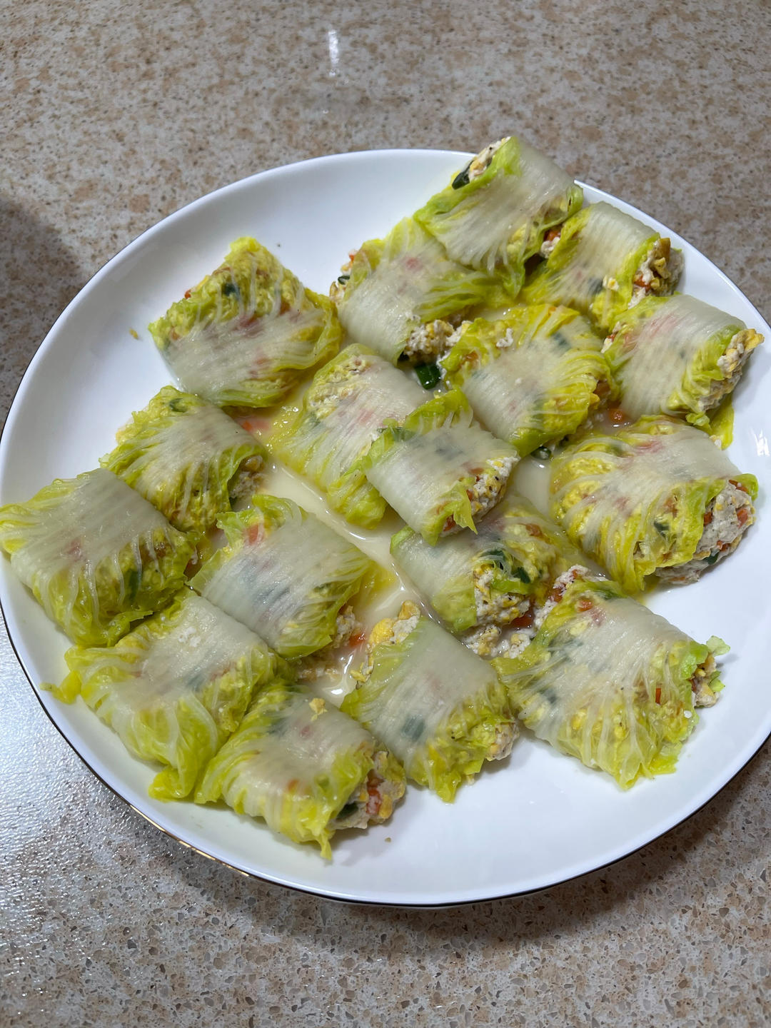 好吃不胖❗️巨简单，有福有财豆腐鸡蛋白菜卷～