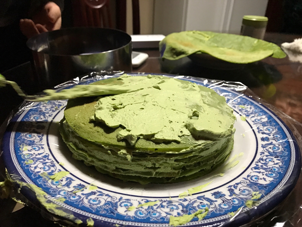 Green Tea Crepe Cake 抹茶千层蛋糕的做法 步骤2