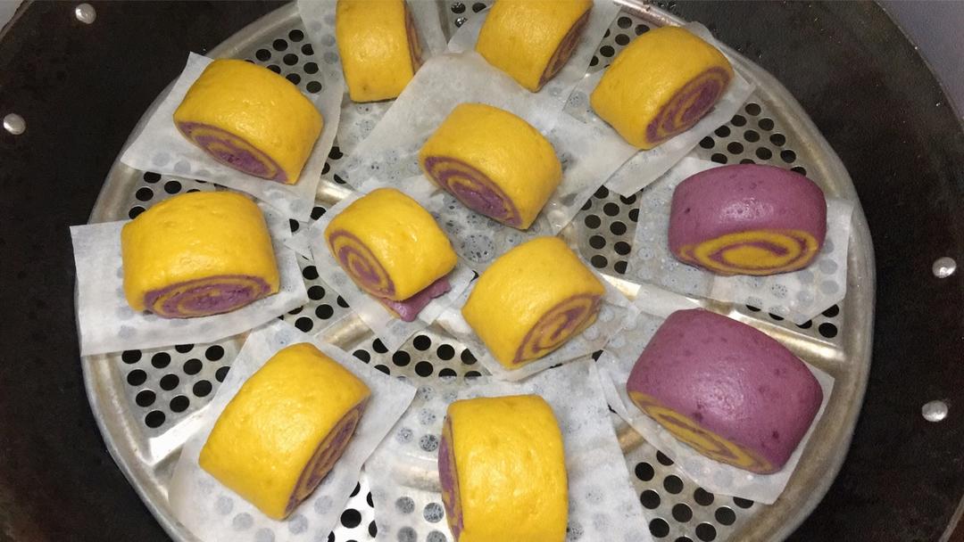 南瓜紫薯花样馒头