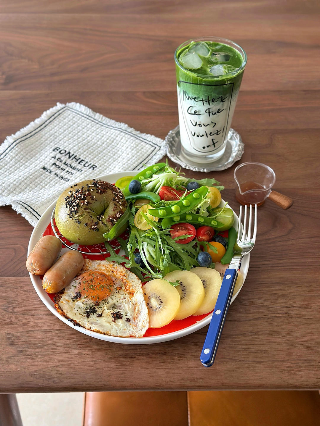 川味腊肠菠菜贝果🍖咸香微辣🥯口感丰富