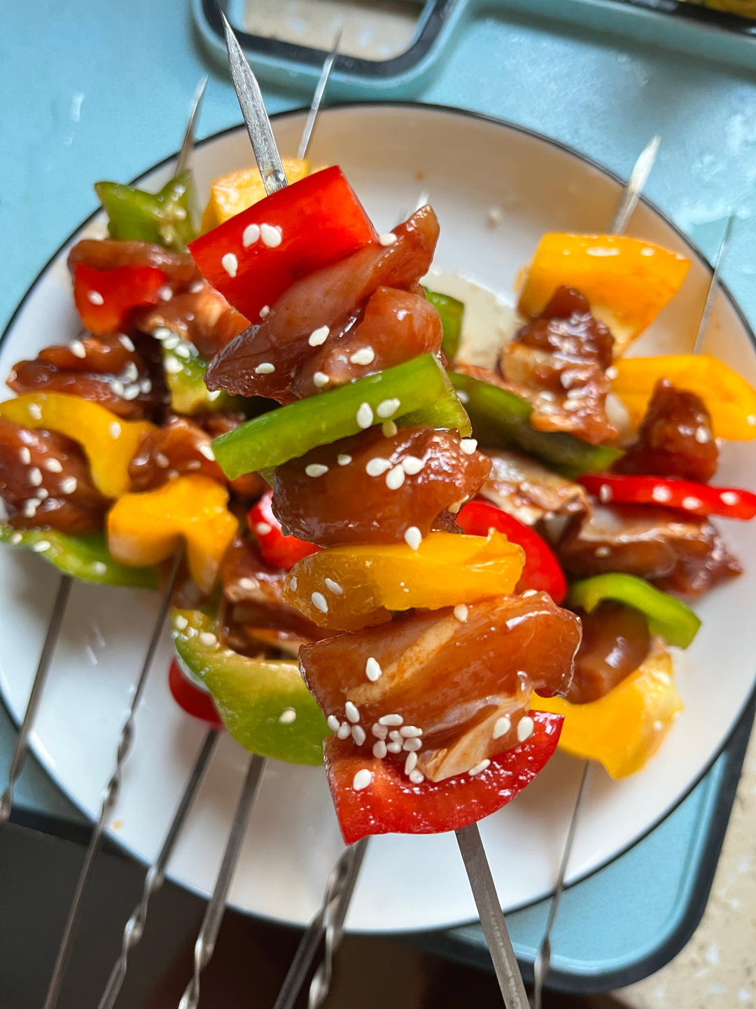馋嘴儿必备‼️焦香彩椒鸡肉串🔥 烤串自由🆓
