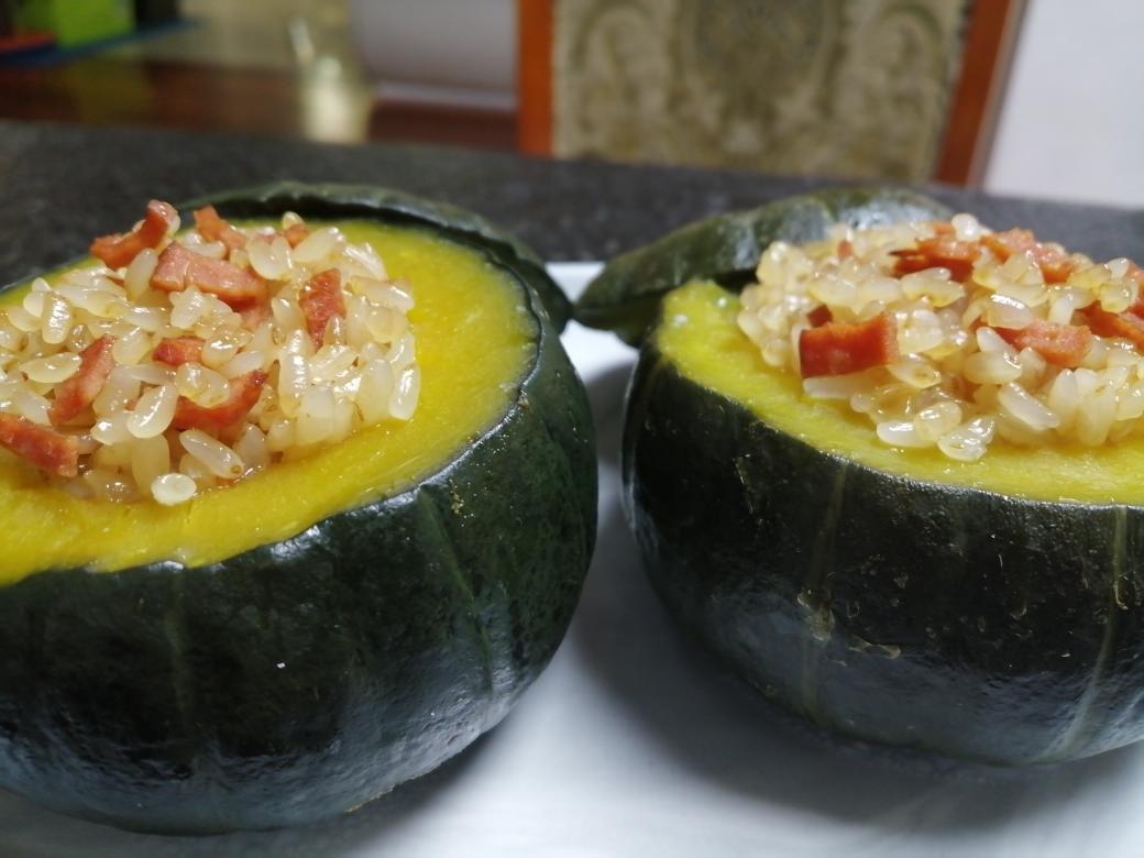 贝贝南瓜蒸油饭的做法