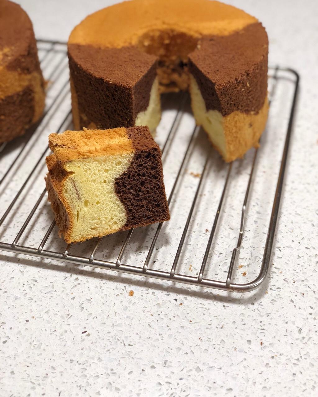 可可双色戚风（奶牛戚风）～17厘米加高戚风模或者18厘米戚风模