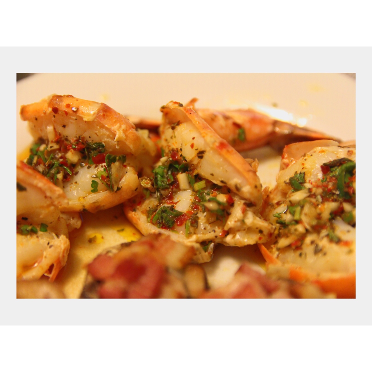 法式烤虾shrimp with chile, oregano&olive oil