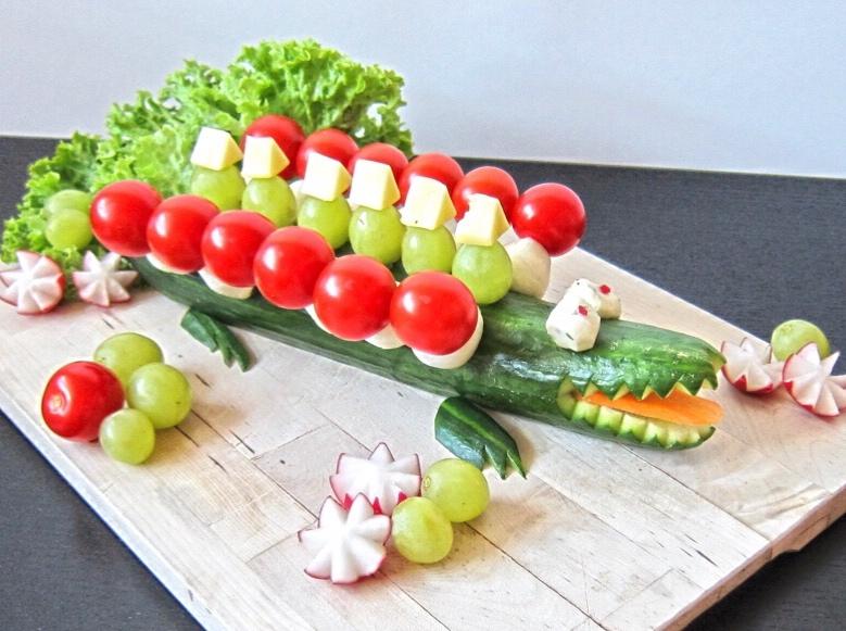 儿童生日派对创意美食art food鳄鱼黄瓜77西瓜怪兽的做法