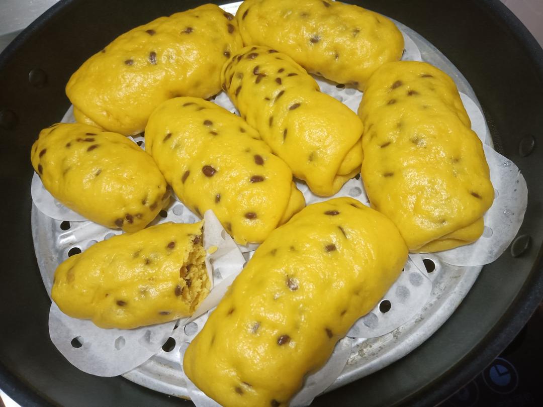 美味南瓜红豆卷，好看又好吃