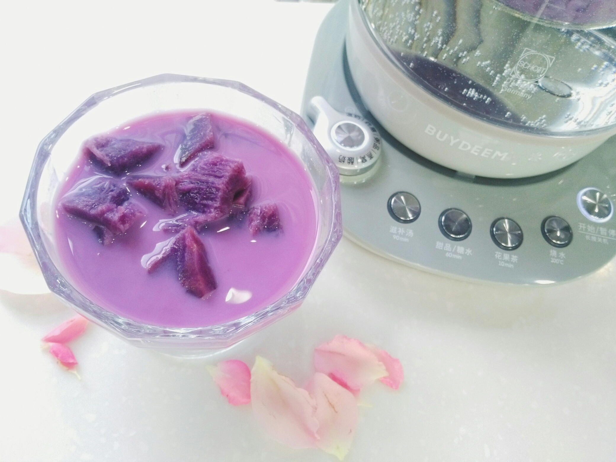 姜汁牛奶紫薯糖水的做法