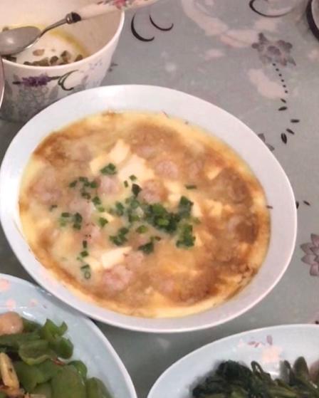 虾仁豆腐蒸水蛋
