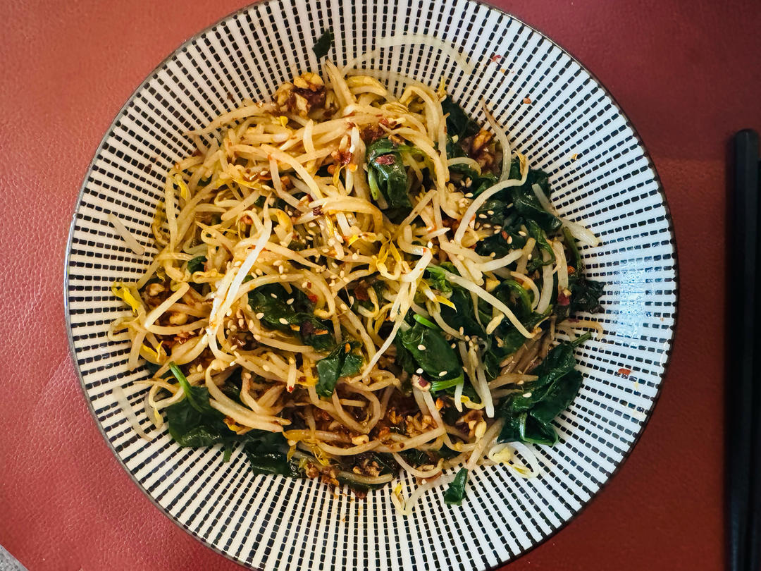减脂好菜-超好吃的凉拌菠菜豆芽