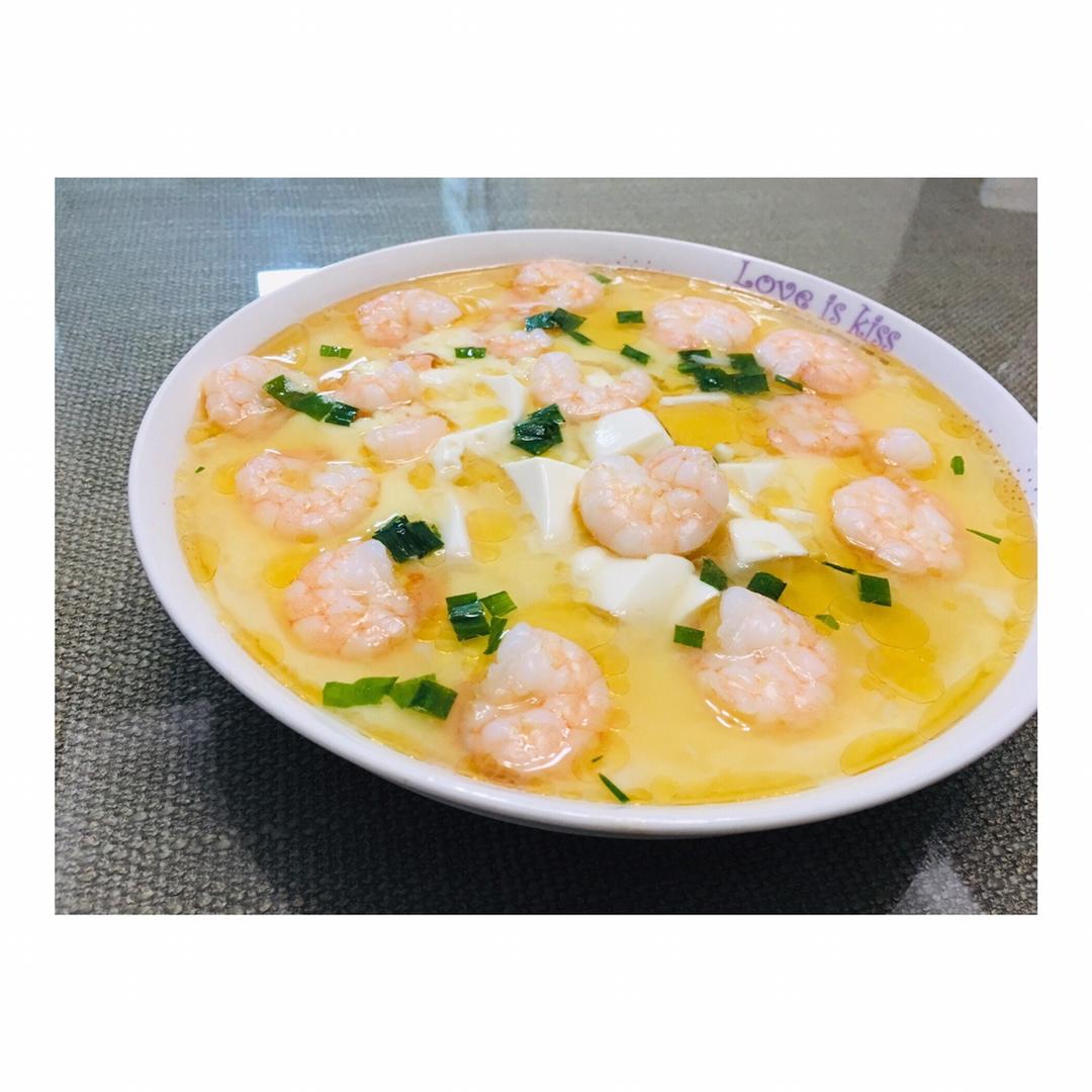 虾仁豆腐蒸水蛋