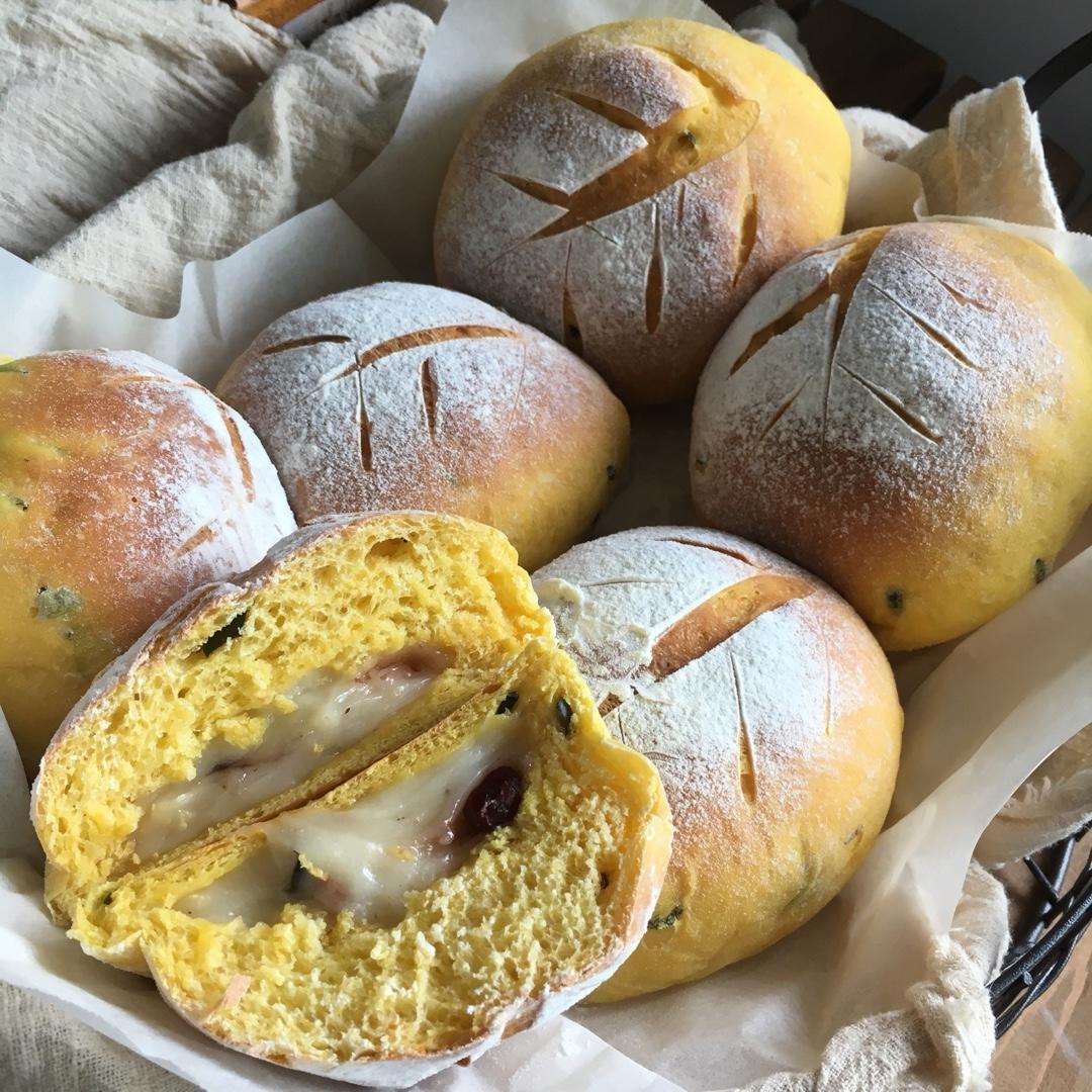 南瓜蔓越莓麻薯包