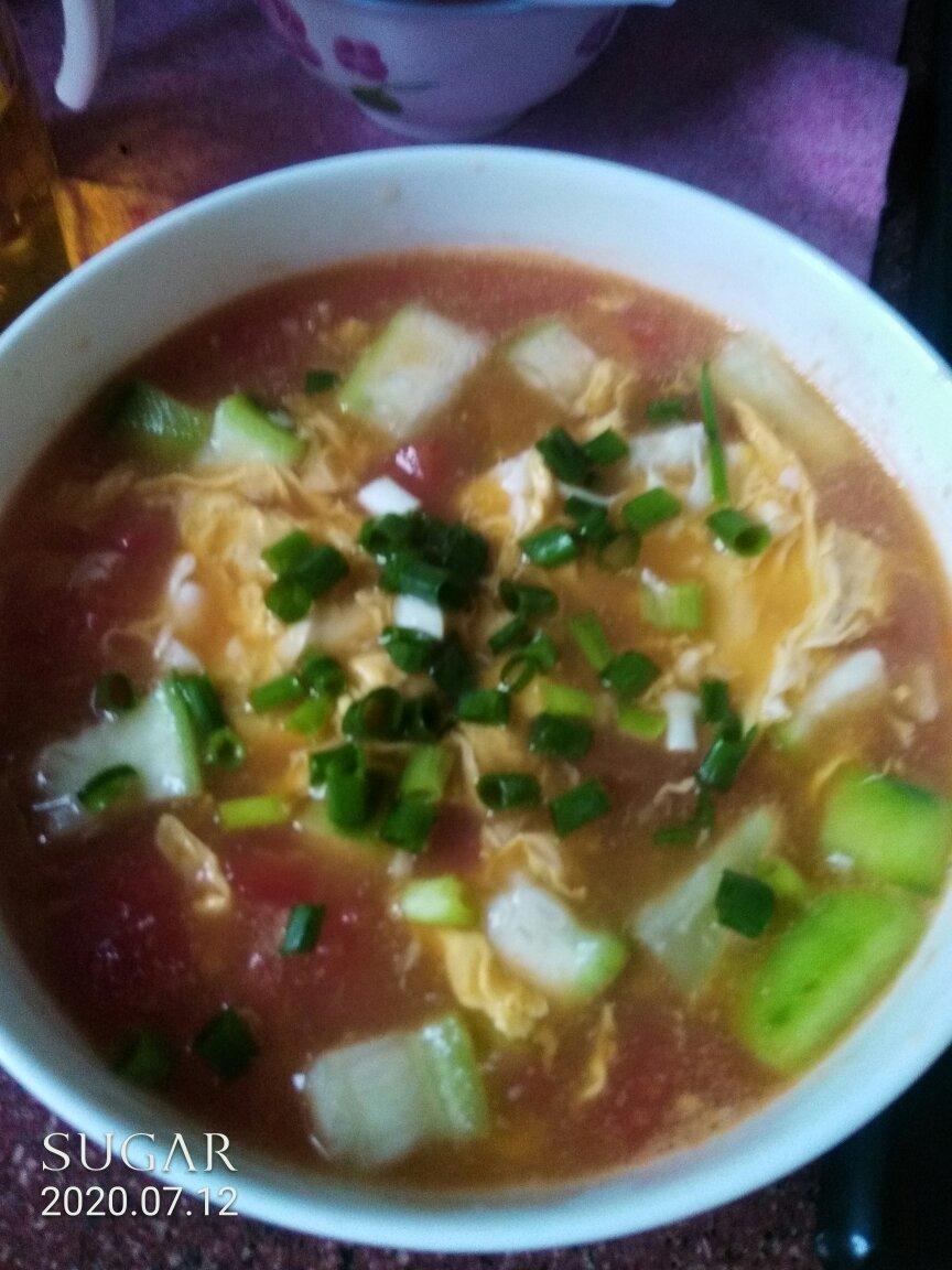 番茄丝瓜蛋花汤