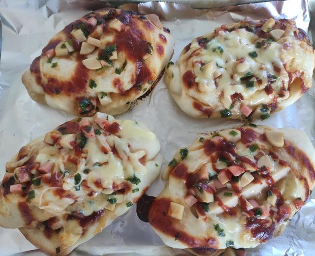 火腿芝士咸面包(无鸡蛋版)(手工揉面)的做法