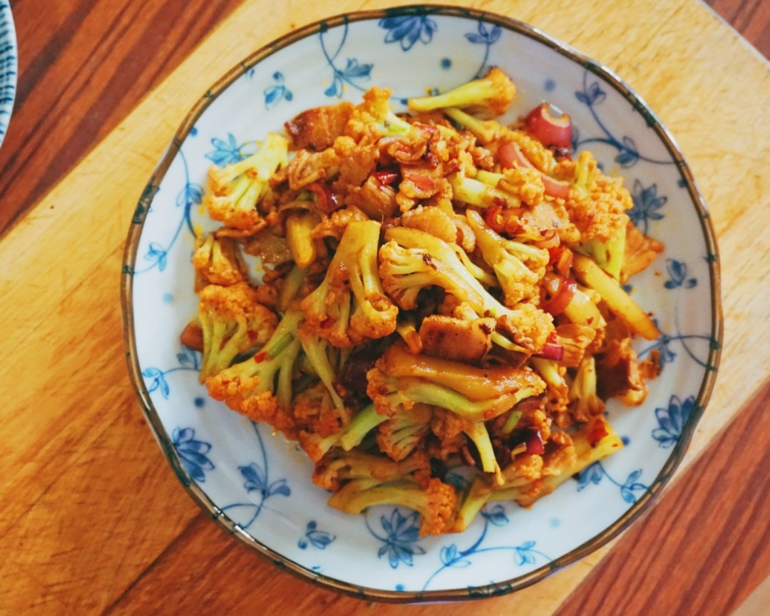 干锅菜花🌶（微辣版）（不焯水不换锅）的做法