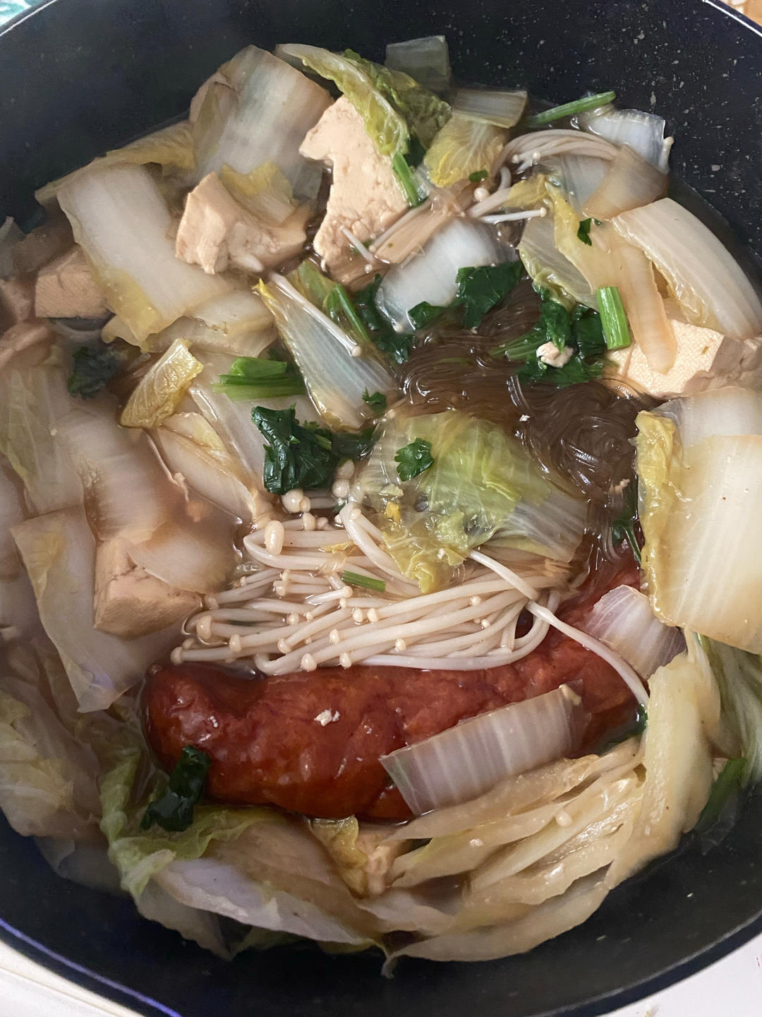 家常白菜炖粉条加豆腐泡