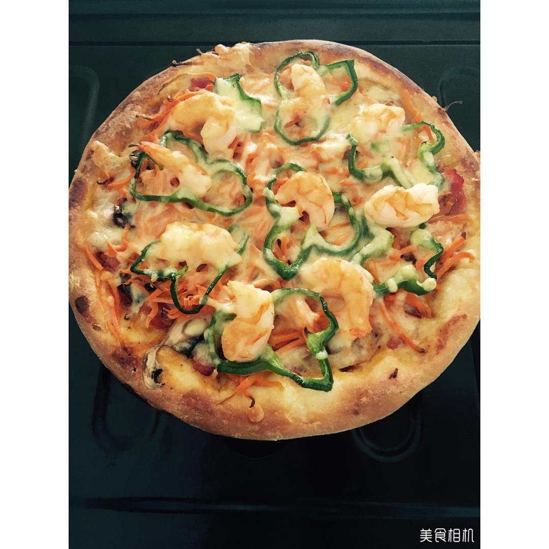 培根鲜虾披萨