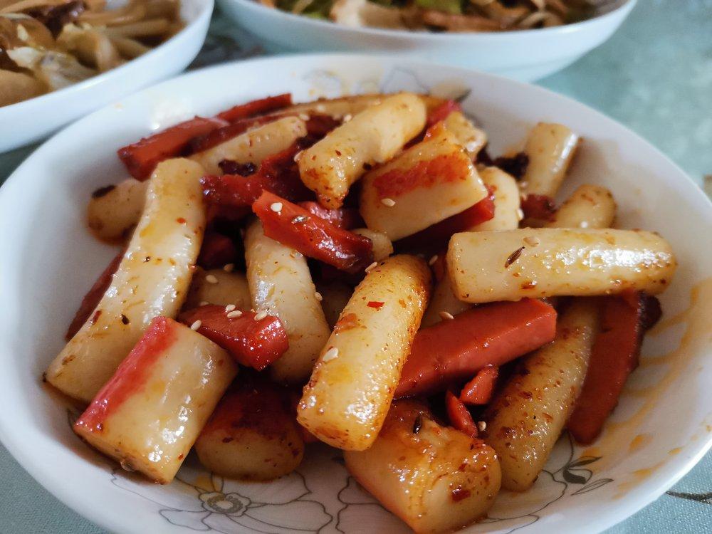 🔥秒杀路边摊❗️好吃到爆💥孜然火腿年糕巨好吃