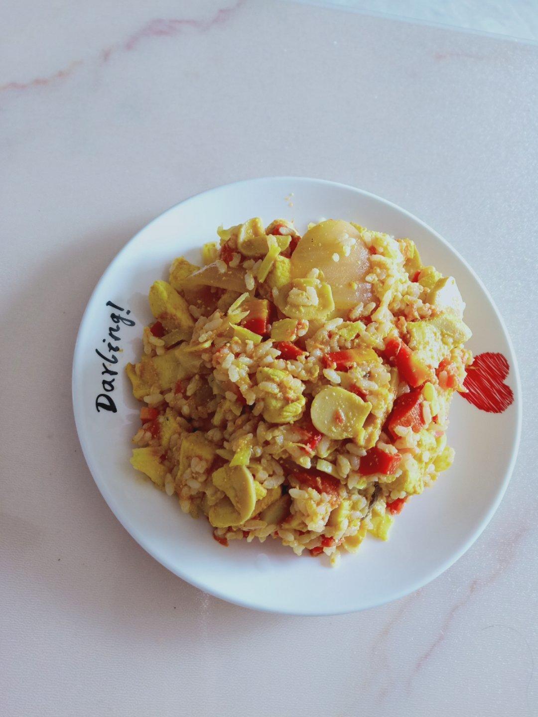 番茄胡萝卜口蘑洋葱西兰花鸡胸肉意面少油减脂增肌