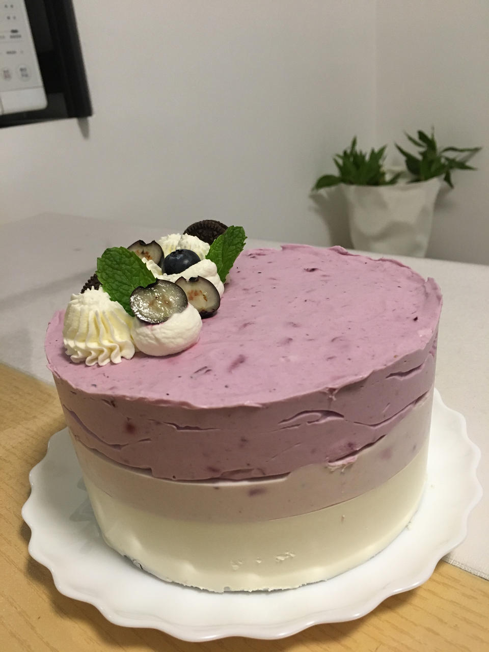 超梦幻的渐变蓝莓冻芝士