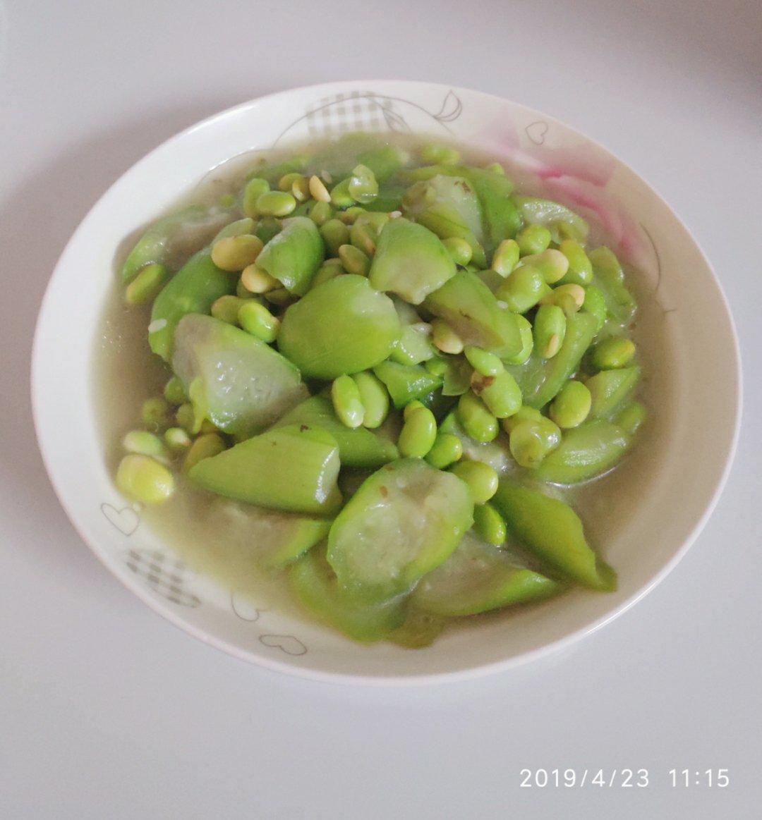 江南春天之丝瓜炒毛豆