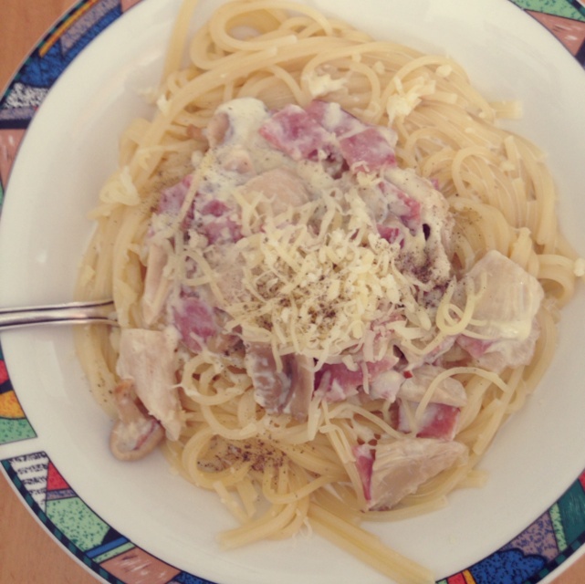 培根奶油蘑菇意大利面*快手