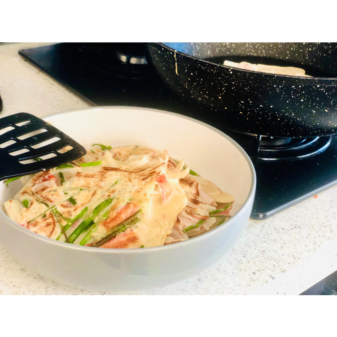 韩式葱香鲜虾早餐煎饼