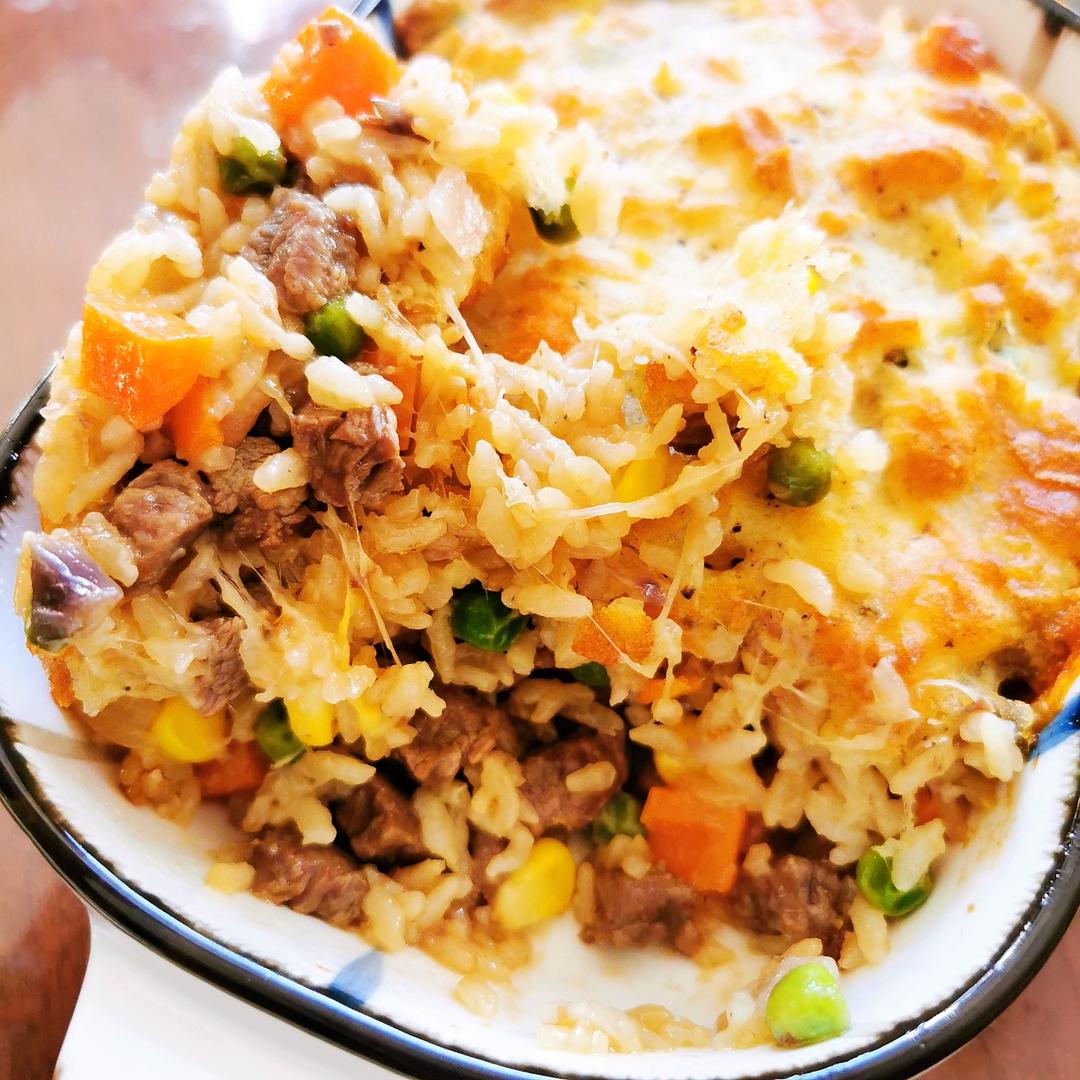 黑胡椒牛肉芝士焗饭～～营养健康，超级简单