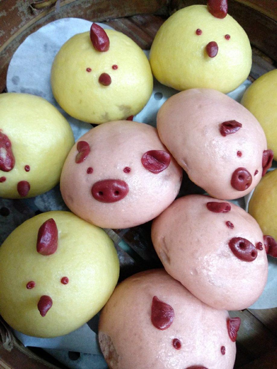 卡通馒头，小猪豆沙包，花样馒头